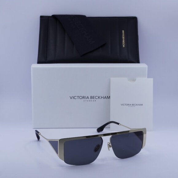 Victoria Beckham VB250S 714 Rectangle Sunglasses – Gold/Grey - Picture 1 of 10